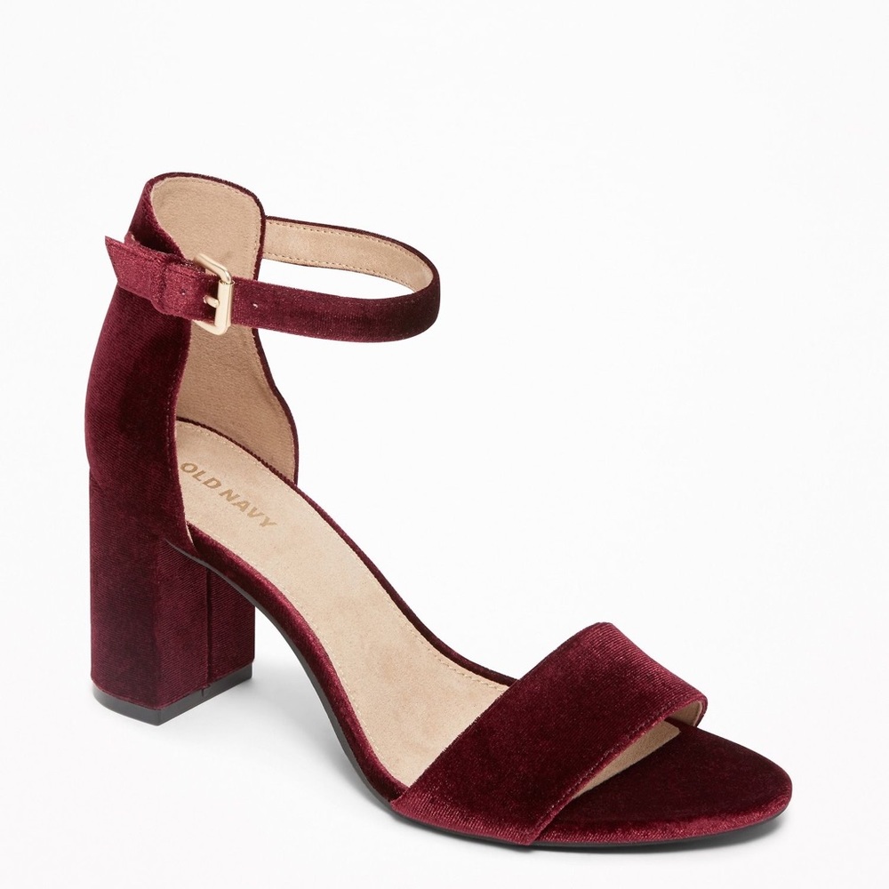 Maroon Faux Velvet Heels